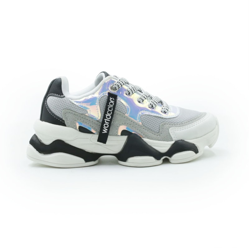 INFANTIL JUVENIL MENINA TENIS WORLD COLORS NB  W2514-101 7818CINZAPRETOBRANCO