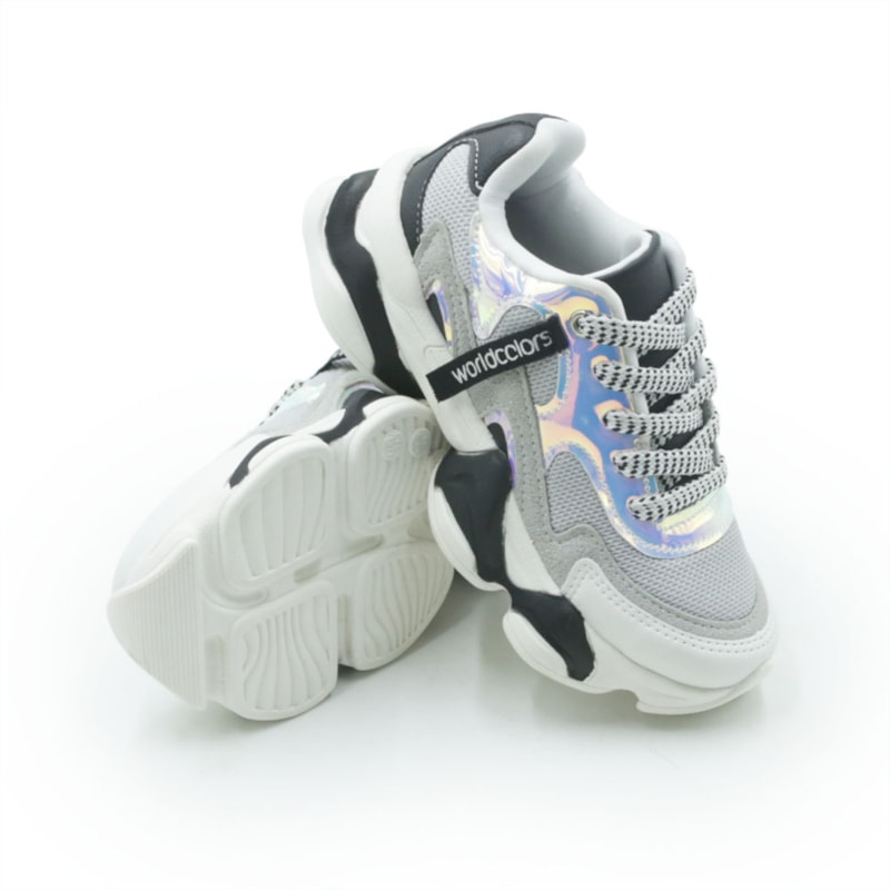 INFANTIL JUVENIL MENINA TENIS WORLD COLORS NB  W2514-101 7818CINZAPRETOBRANCO