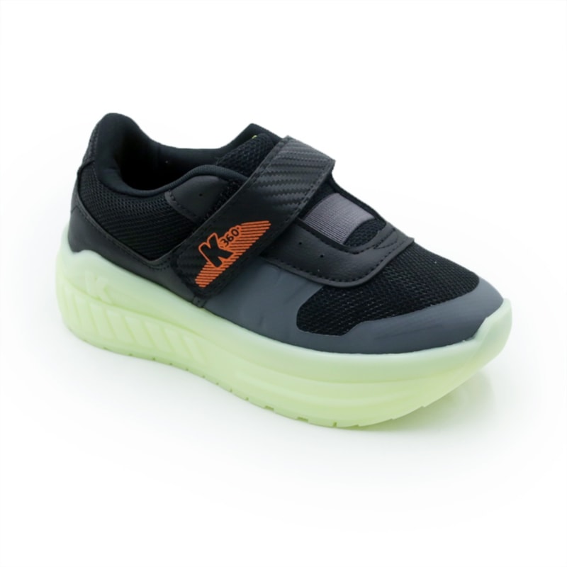 INFANTIL JUVENIL MENINO TENIS KIDY VELOZ LED  4730001 5133PRETOAMARELONEON