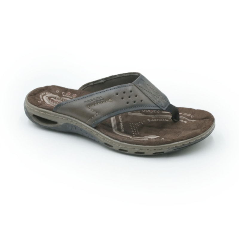 MASCULINO CHINELO CASUAL PEGADA 131663 03 ANILINA CRAVO