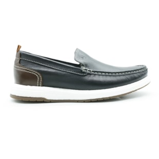 MASCULINO MOCASSIM CASUAL DEMOCRATA 610101 001 PRETO/TABACO