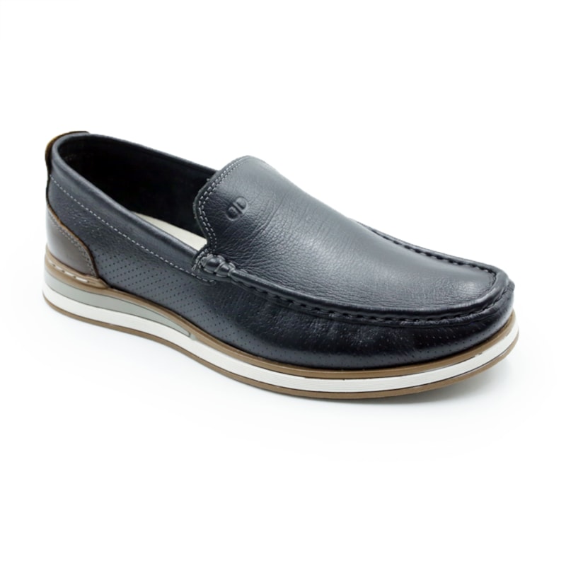 MASCULINO MOCASSIM CASUAL DEMOCRATA FLOW  252101 001 PRETO/TABACO