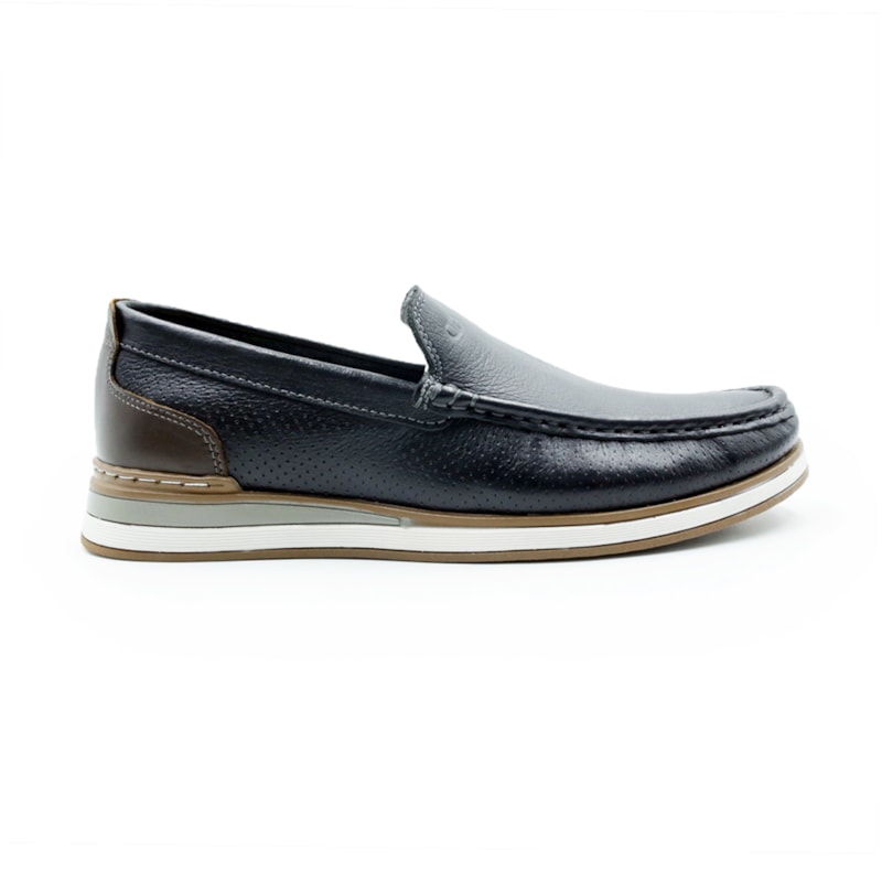 MASCULINO MOCASSIM CASUAL DEMOCRATA FLOW  252101 001 PRETO/TABACO