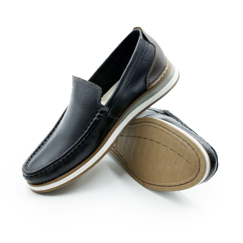 MASCULINO MOCASSIM CASUAL DEMOCRATA FLOW  252101 001 PRETO/TABACO