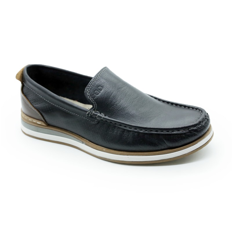 MASCULINO MOCASSIM CASUAL DEMOCRATA FLOW  252101 001 PRETO/TABACO