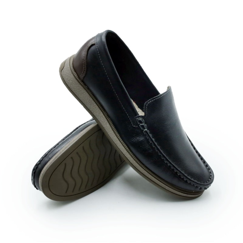 MASCULINO MOCASSIM CASUAL DEMOCRATA NASH 252301 001 PRETO/TABACO