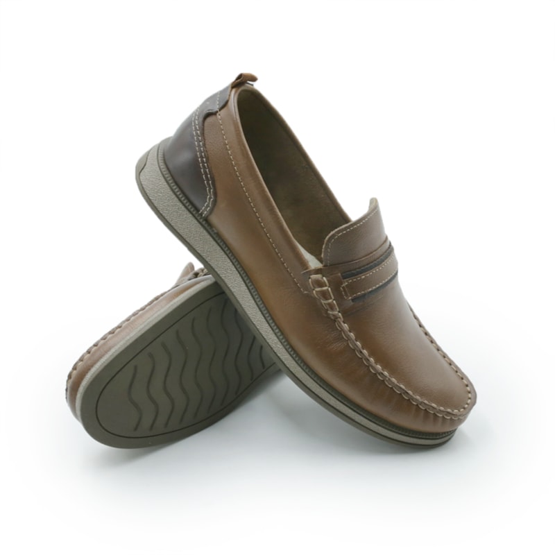 MASCULINO MOCASSIM CASUAL DEMOCRATA NASH 252302 002 CONHAQUE/TABACO