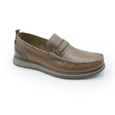 MASCULINO MOCASSIM CASUAL DEMOCRATA NASH 252302 002 CONHAQUE/TABACO