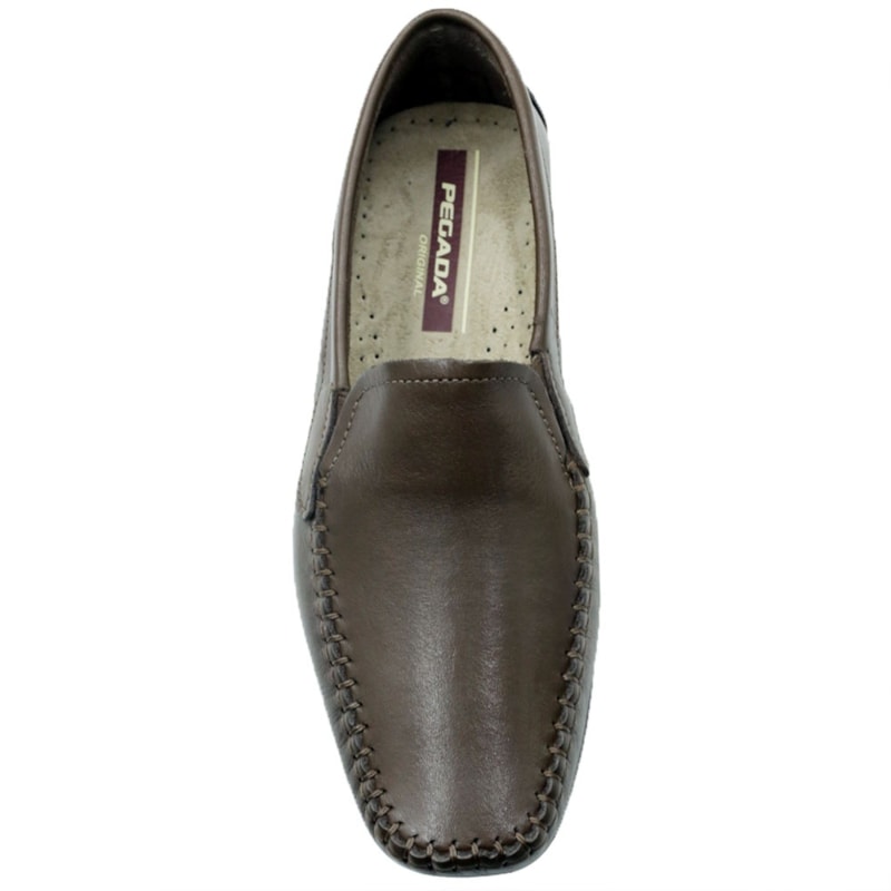 MASCULINO MOCASSIM CASUAL PEGADA  140773 02 ANILINA CRAVO/PRETO