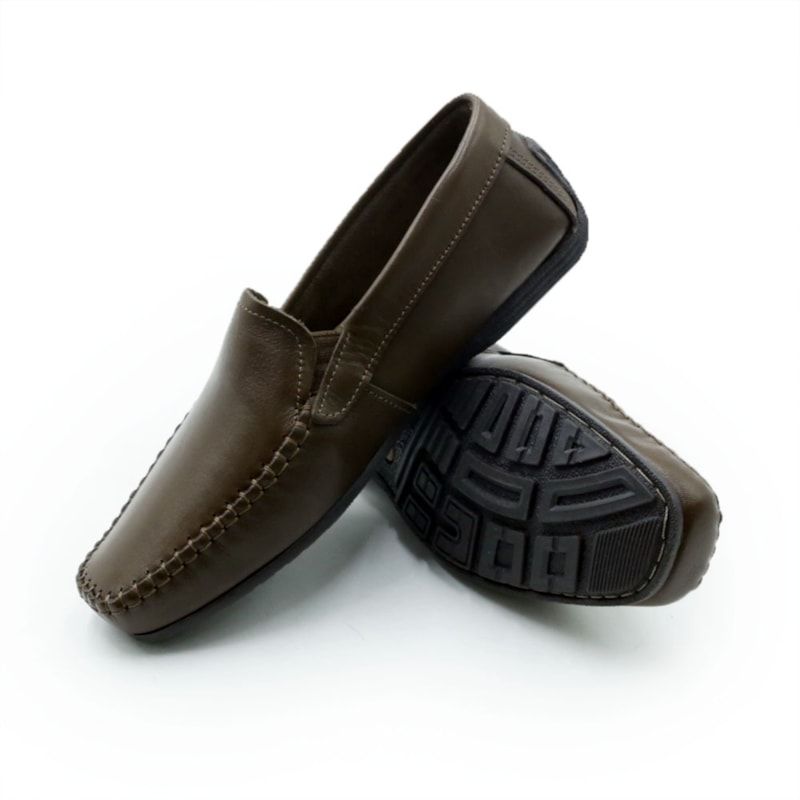 MASCULINO MOCASSIM CASUAL PEGADA  140773 02 ANILINA CRAVO/PRETO