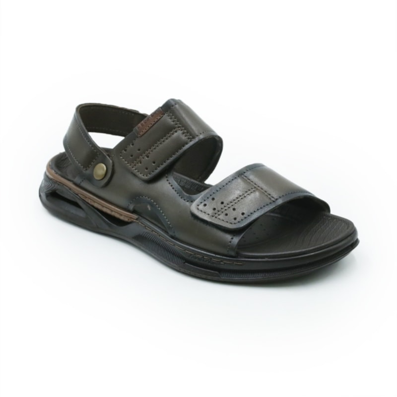 MASCULINO SANDALIA CASUAL PEGADA  131323 02 ANILINA CRAVO/PULL UP CONHAQUE