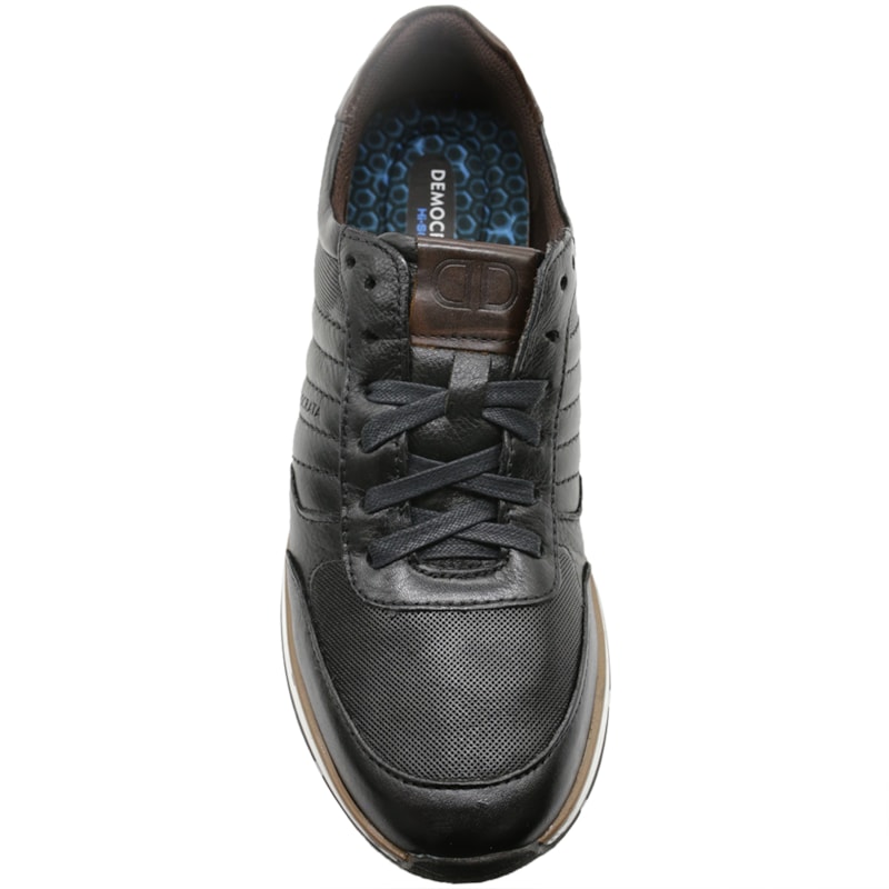 MASCULINO SAPATENIS CASUAL DEMOCRATA  203201 001 PRETO/CARVALHO