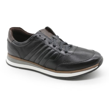 MASCULINO SAPATENIS CASUAL DEMOCRATA  203201 001 PRETO/CARVALHO