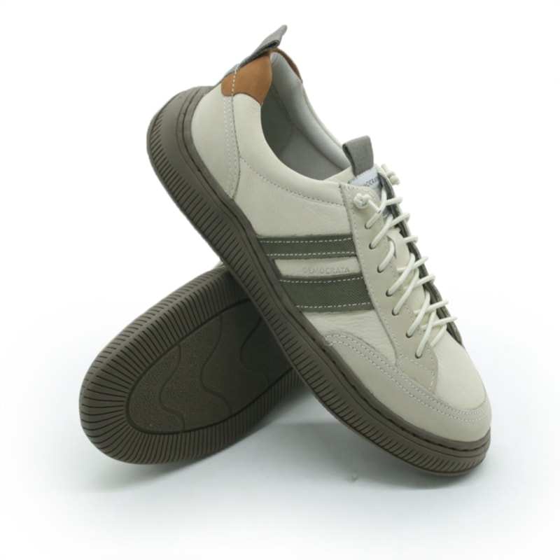 MASCULINO SAPATENIS CASUAL DEMOCRATA 625101 004 CREME/NEVE