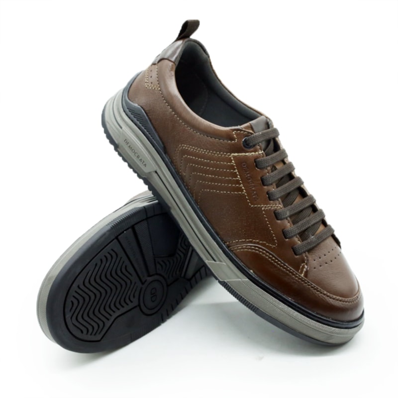 MASCULINO SAPATENIS CASUAL DEMOCRATA 640101 004 CONHAQUE