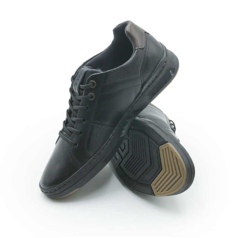 MASCULINO SAPATENIS CASUAL PEGADA  110605 04 STRETCH PRETO/PULL UP BROWN