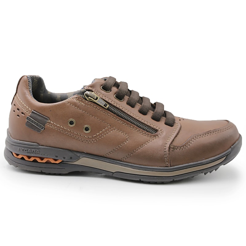 MASCULINO SAPATENIS CASUAL PEGADA 114858 01 ANILINA PINHAO/BROWN