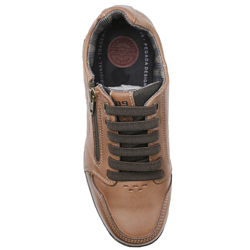 MASCULINO SAPATENIS CASUAL PEGADA 114858 01 ANILINA PINHAO/BROWN
