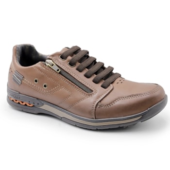 MASCULINO SAPATENIS CASUAL PEGADA 114858 01 ANILINA PINHAO/BROWN
