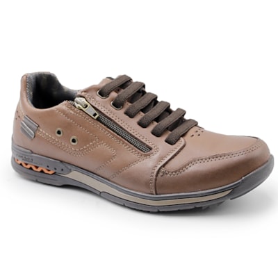 MASCULINO SAPATENIS CASUAL PEGADA 114858 01 ANILINA PINHAO/BROWN
