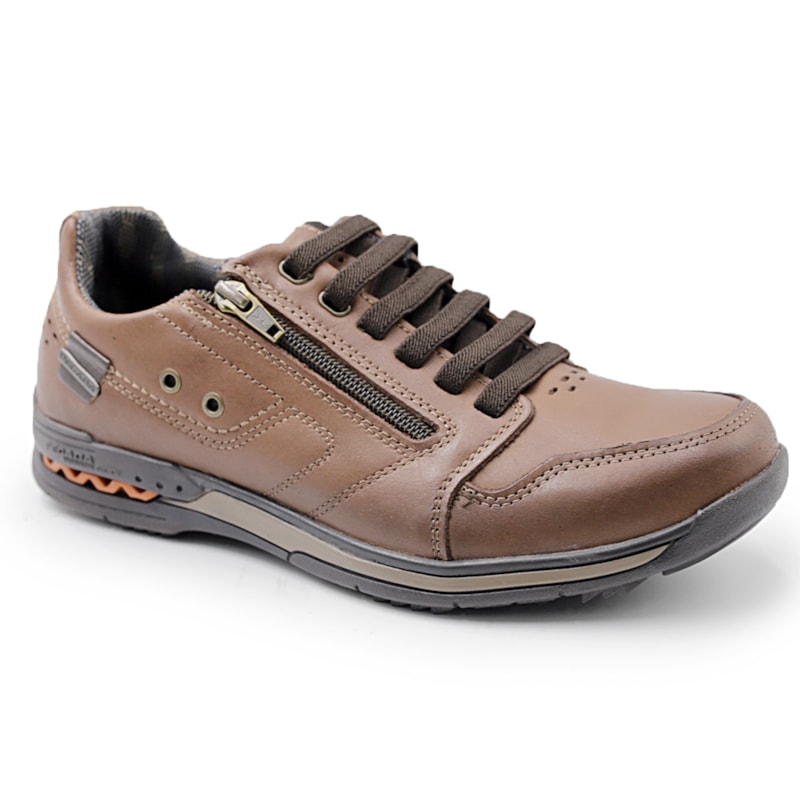 MASCULINO SAPATENIS CASUAL PEGADA 114858 01 ANILINA PINHAO/BROWN