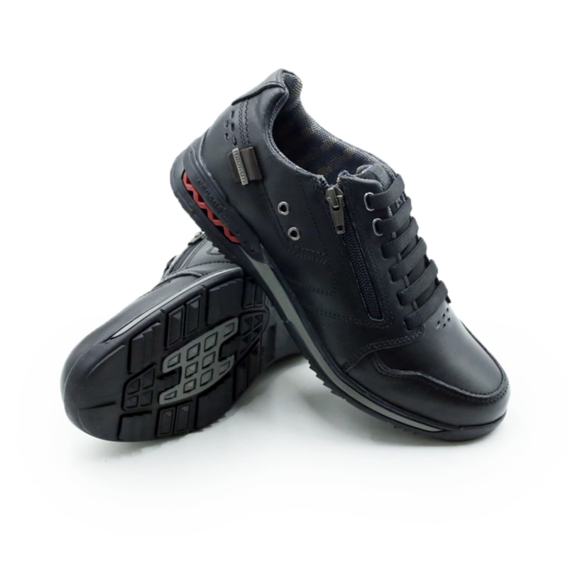 MASCULINO SAPATENIS CASUAL PEGADA 114858 02 ANILINA PRETO/WASHED BORDO
