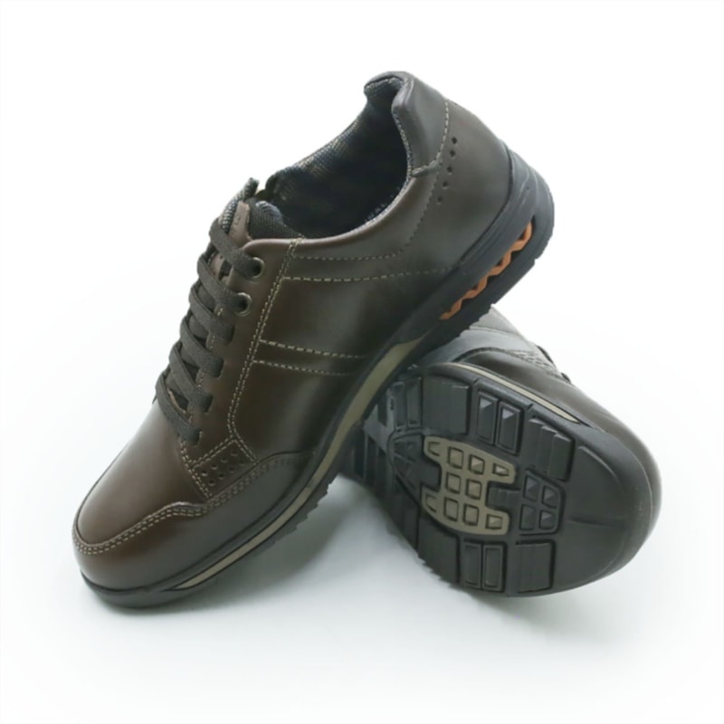 MASCULINO SAPATENIS CASUAL PEGADA  114861 02 ANILINA CRAVO/BROWN