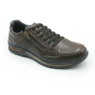 MASCULINO SAPATENIS CASUAL PEGADA  114861 02 ANILINA CRAVO/BROWN