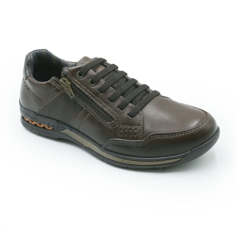 MASCULINO SAPATENIS CASUAL PEGADA  114861 02 ANILINA CRAVO/BROWN