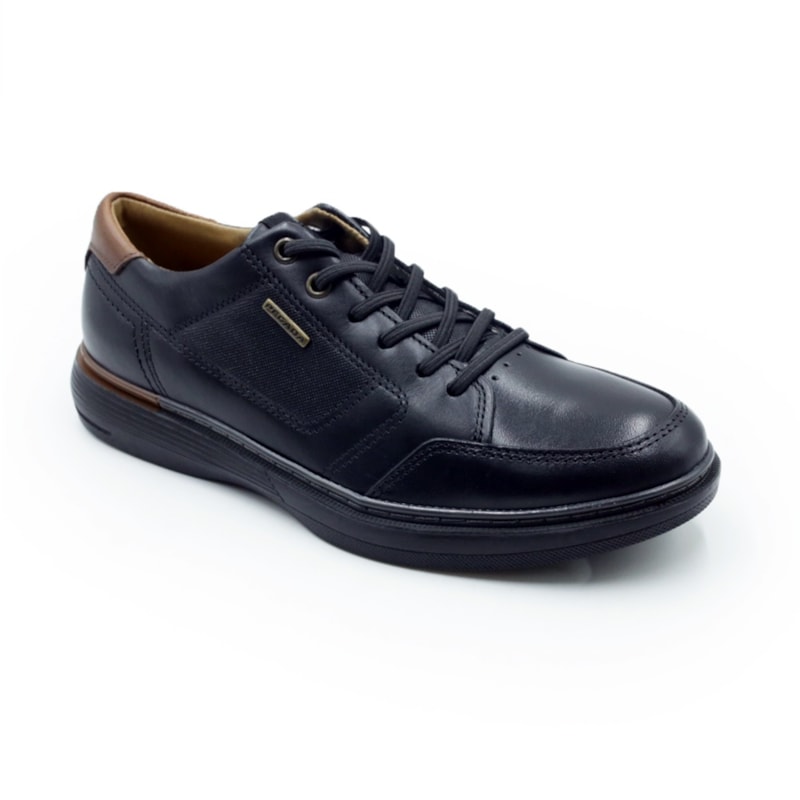MASCULINO SAPATENIS CASUAL PEGADA  127604 06 STRECH PRETO/PULL UP CONHAQUE