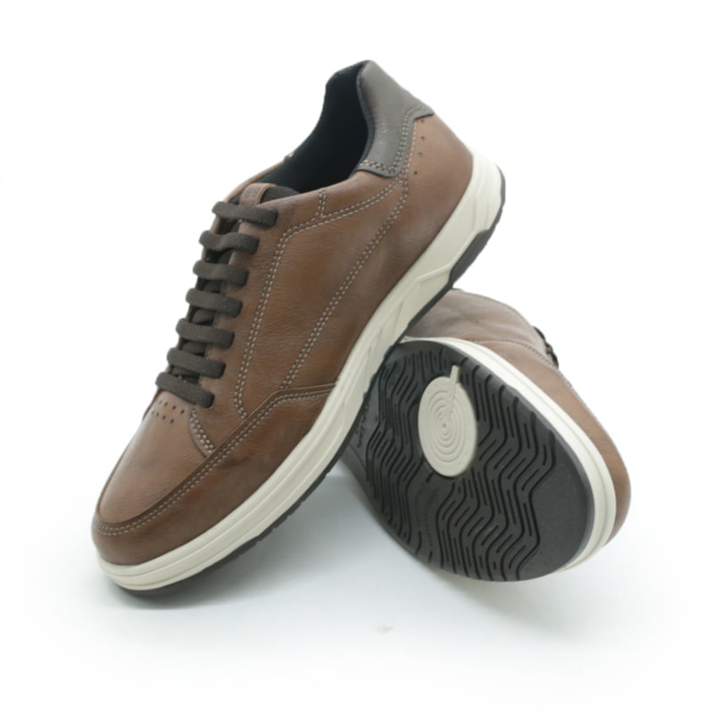 MASCULINO SAPATENIS CASUAL PEGADA 172002 07 MICROFIBRA ATAN PINHAO/CAFE