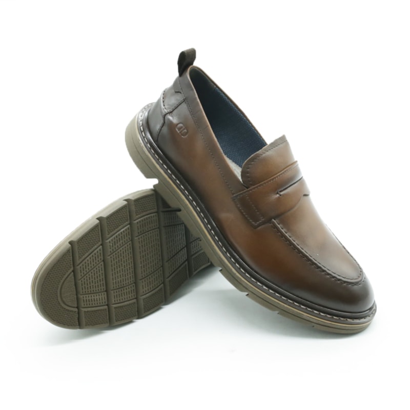 MASCULINO SAPATO CASUAL DEMOCRATA  604103 005 TAN