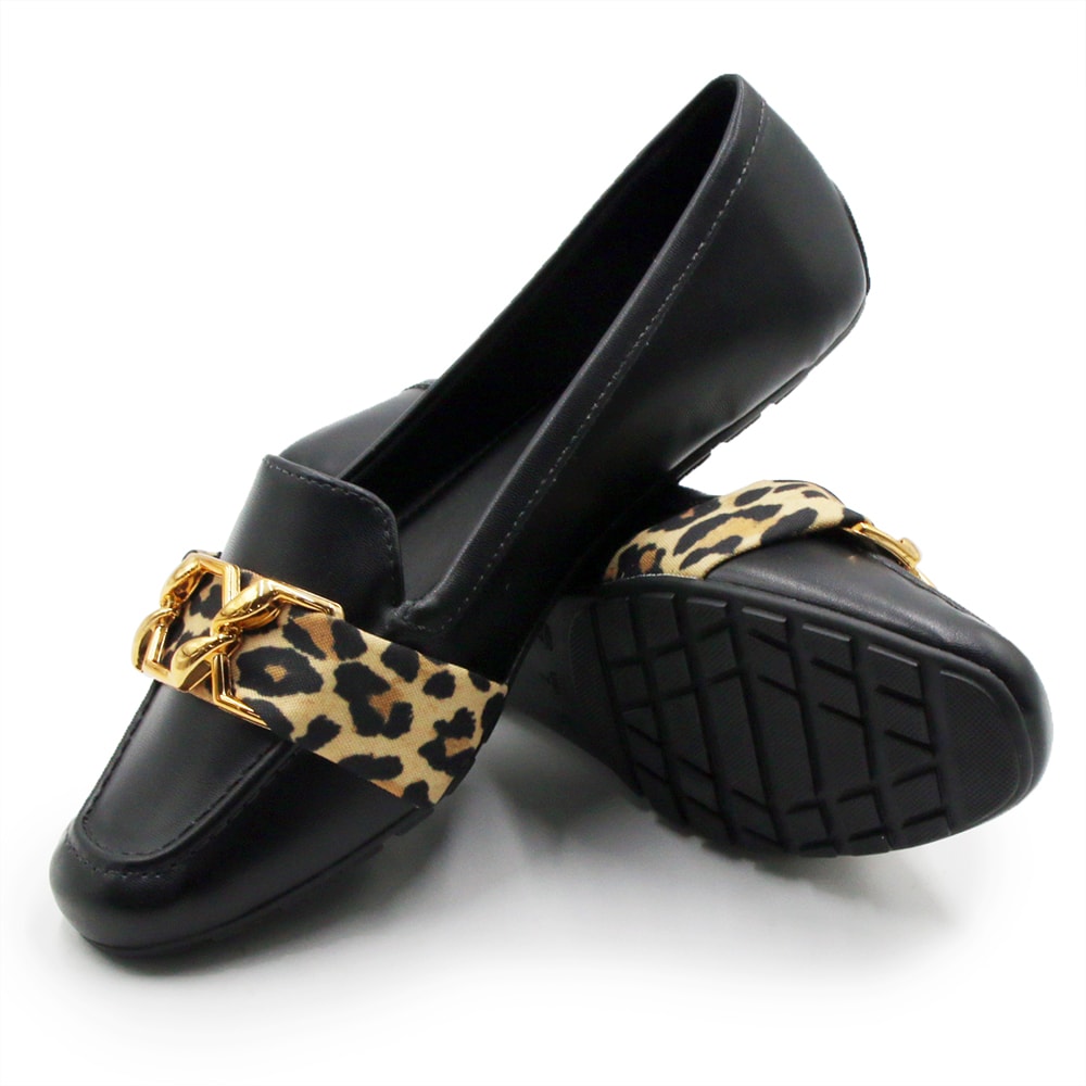 Leather leopard moccasin - Woman | Mango Singapore
