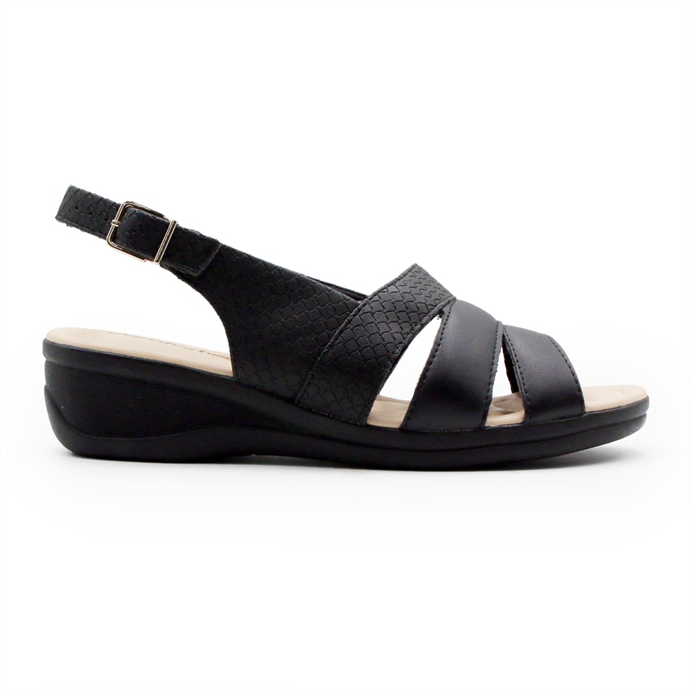 Sandalia Comfortflex Feminina Preto - 258305 - Anita Shoes