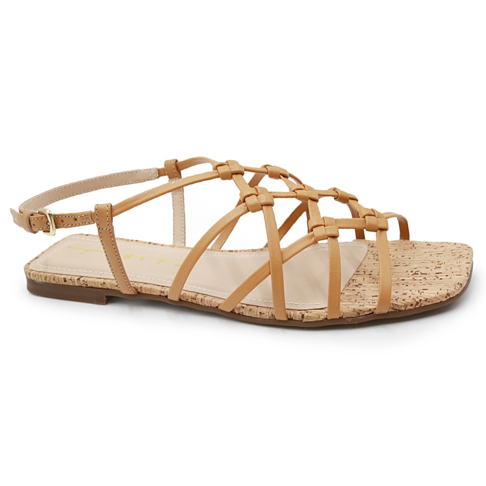 Sandalia Rasteira Tabita Camel - 245827 - Anita Shoes