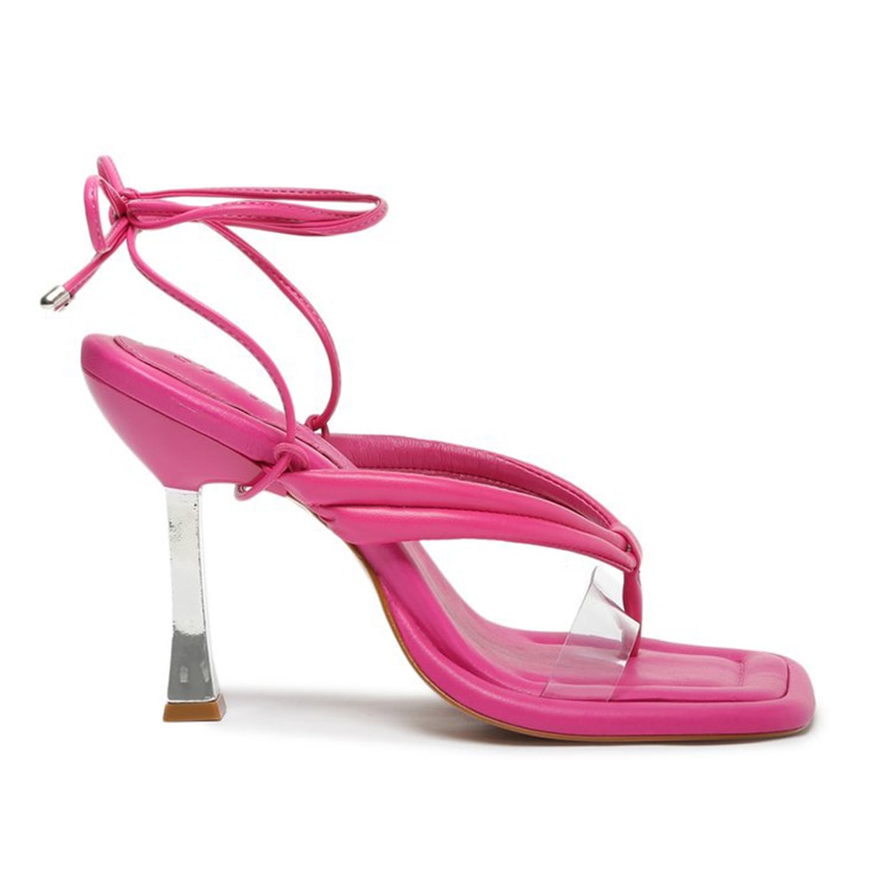 Sandalia Schutz Feminina Hot Pink/Transparente - 249381 - Anita Shoes