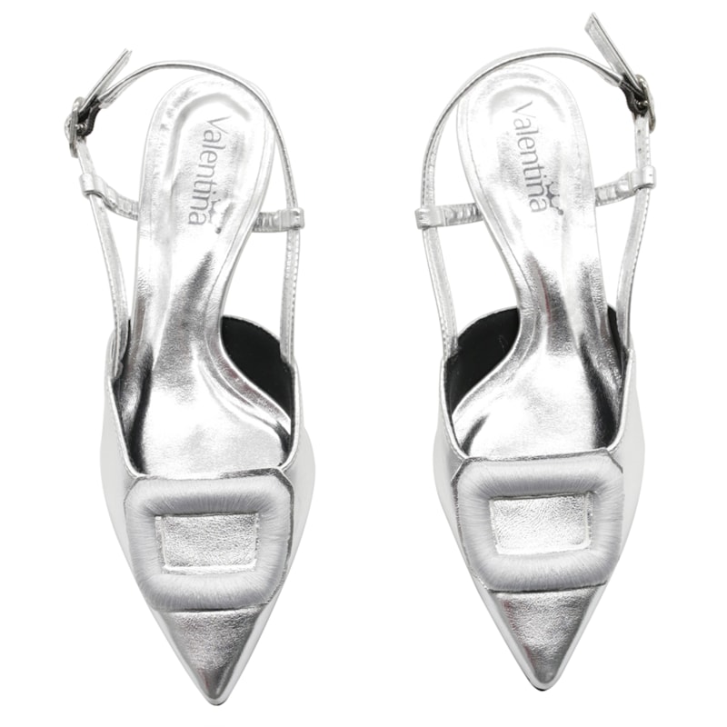Slingback Valentina Feminino Prata - 282948