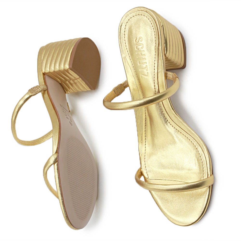 Tamanco Feminino Schutz Ouro - 233322 - Anita Shoes