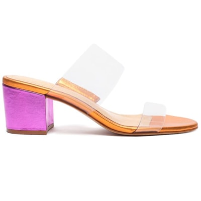 Tamanco Feminino Schutz Transparente/Orange - 241372