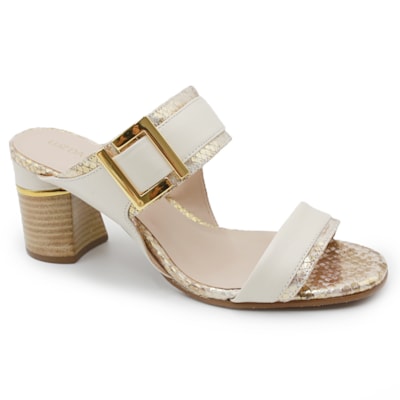 Tamanco Luz Da Lua Feminino Panna/Ouro - 246643