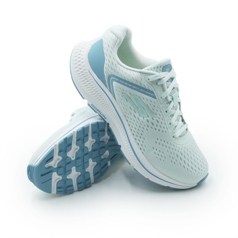 TENIS FEMININO RUNNING SKECHERS  128607BR MENTA.