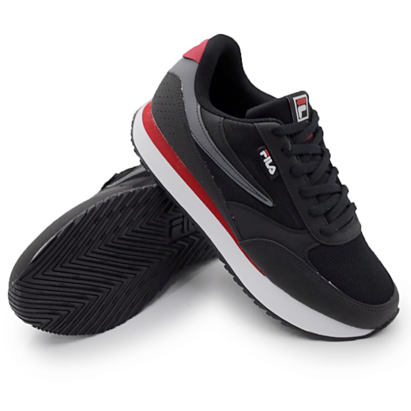 Tenis Fila Retro College Preto/Vermelho 265326 Anita Shoes