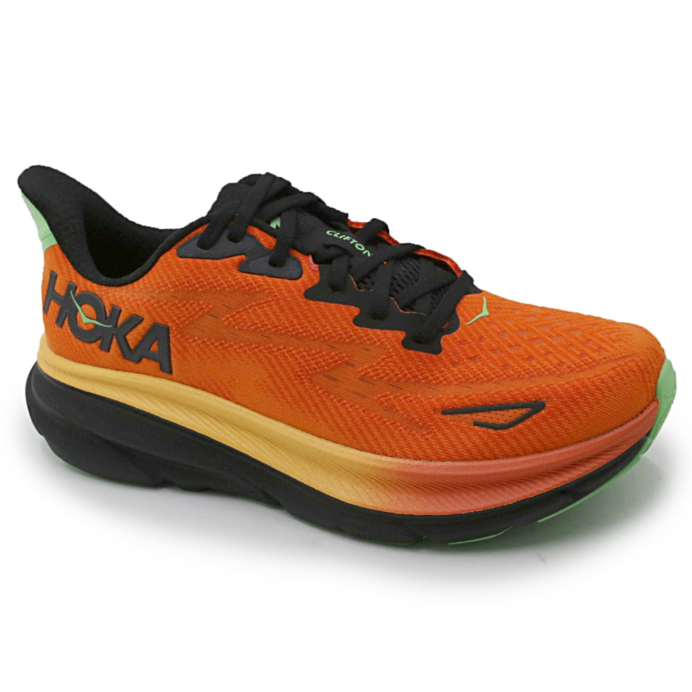 Tenis Hoka Clifton 9 Laranja/Preto - 266103 - Anita Shoes