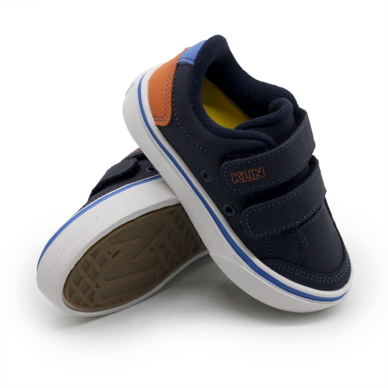 Tenis Klin Infantil Marinho/Laranja - 281916