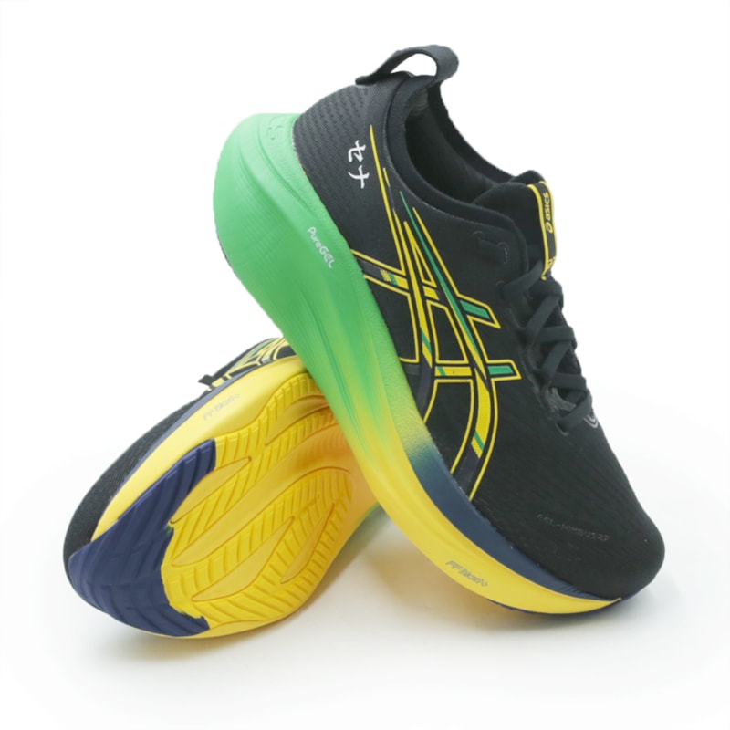 TENIS MASCULINO RUNNING ASICS NIMBUS 27 1011C182 001BLACK