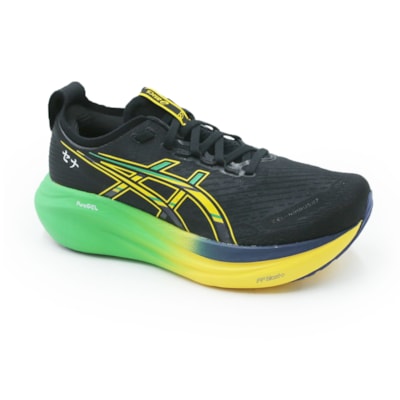 TENIS MASCULINO RUNNING ASICS NIMBUS 27 1011C182 001BLACK