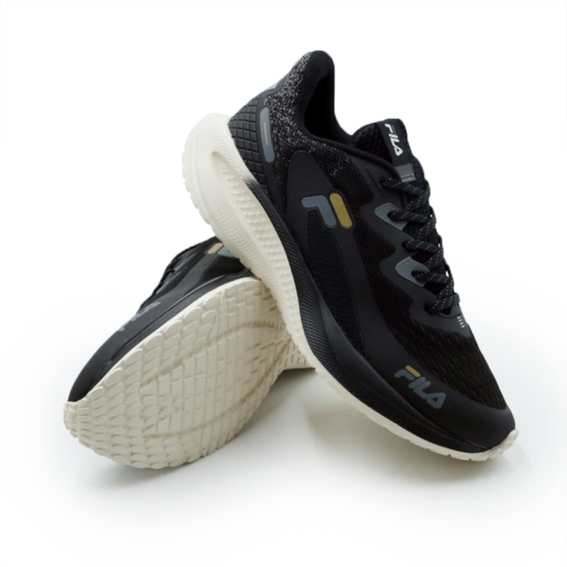 TENIS MASCULINO RUNNING FILA SPRITZ F01TR00067 PRETODOURADO