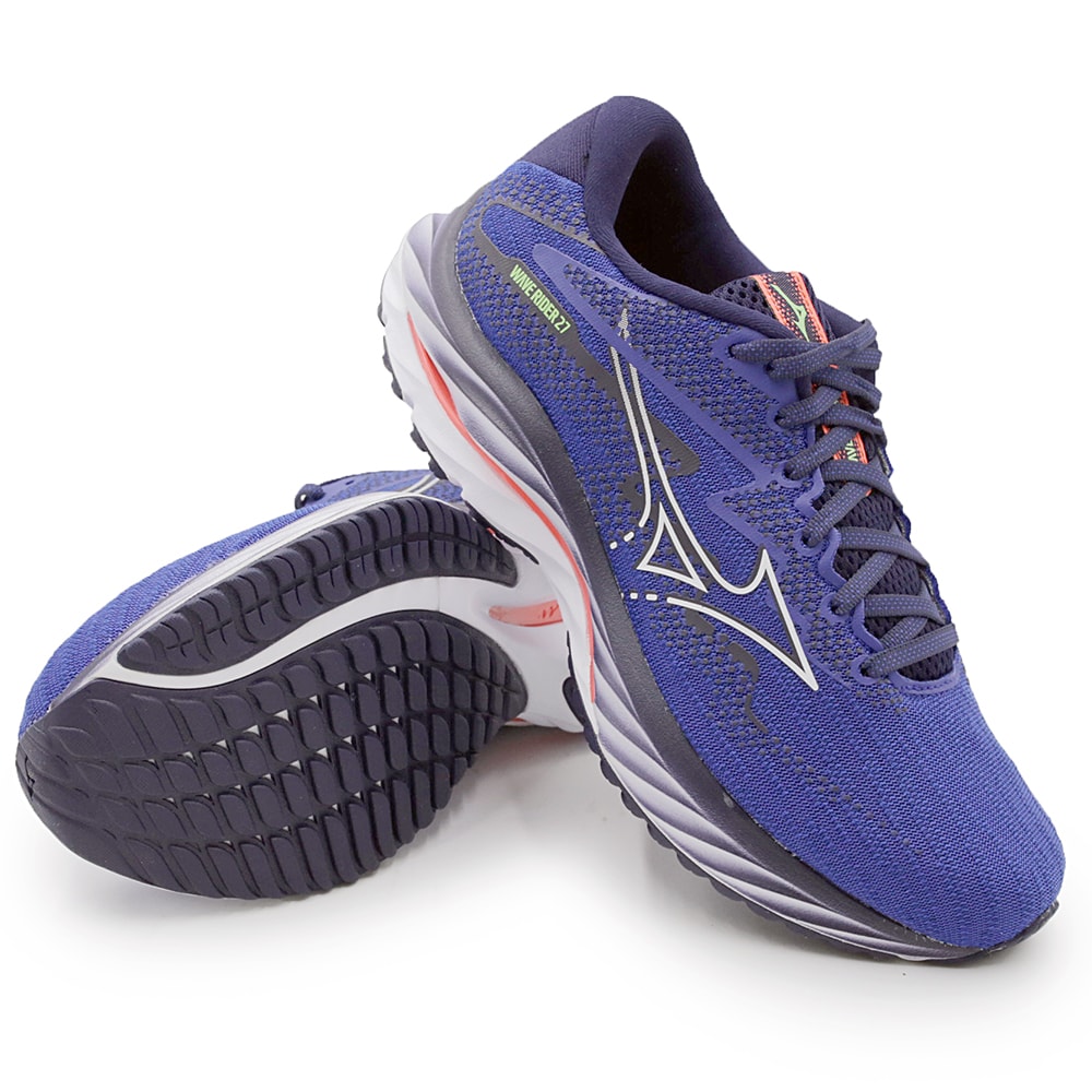 Tenis Mizuno Wave Rider 27 Azul/Laranja - 265979 - Anita Shoes