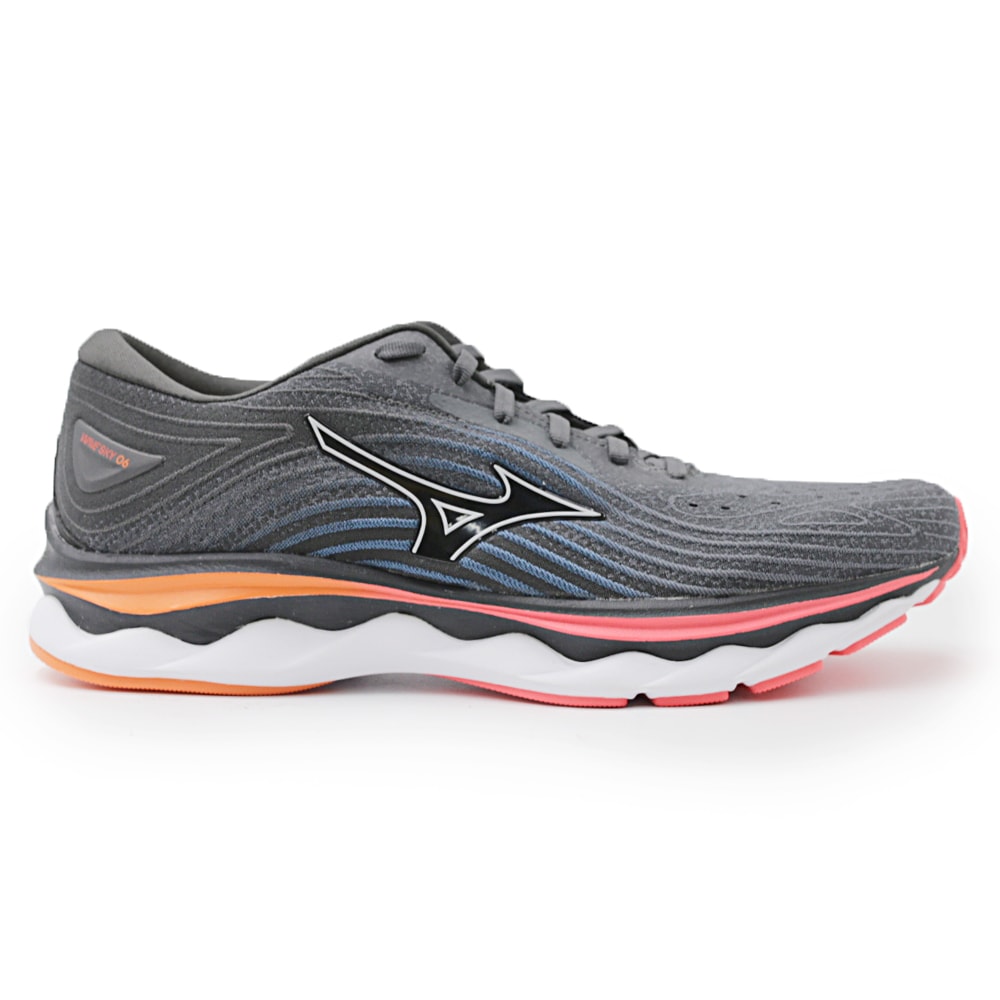 Tenis Mizuno Wave Sky 6 Cinza/Laranja - 255842 - Anita Shoes