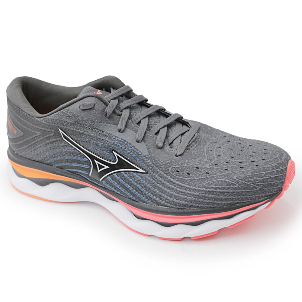 旬 Landscapes SYUN-006 Tenis Mizuno Wave Sky 6 Cinza/Laranja - 255842 - Anita Shoes